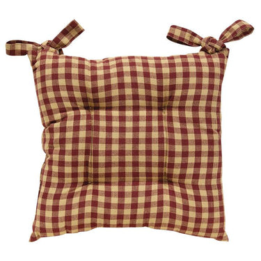 Burgundy Check Chair Pad Set of 4 - The Fox Decor